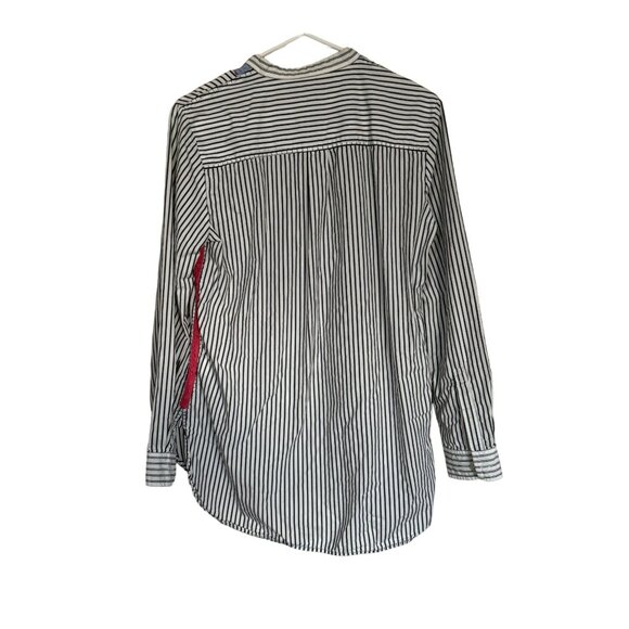 GAP Women’s White Blue Striped Cotton Crochet Popover Shirt Tunic Top MEDIUM/ L2 - Picture 6 of 8